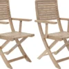 Set - Lot De 2 Chaises De Jardin SOLARIS Avec Accoudoirs - Fauteuil Pliant - Fauteuil De Jardin - Pliable - Acacia