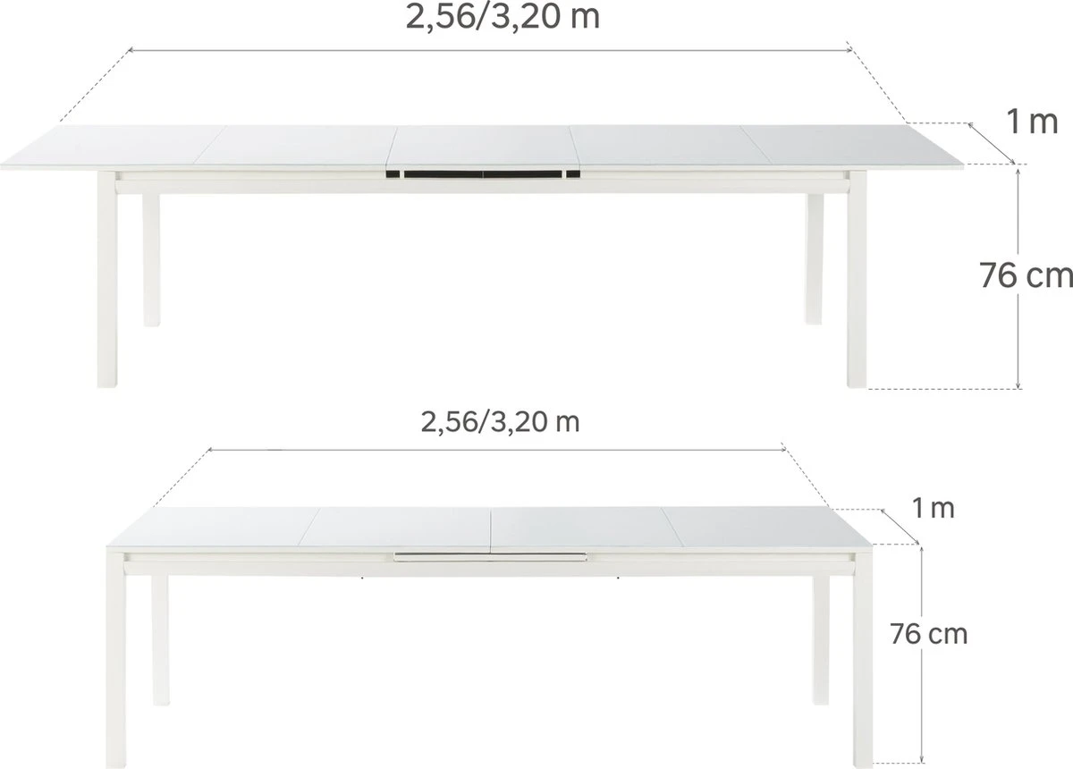 NATERIAL - Table De Jardin Extensible ODYSSEA - Table Extensible Pour 8 à 10 Personnes - 256/320x100cm - Table à Manger - Avec Plateau En Verre - Aluminium - Blanc 2 NATERIAL - Table De Jardin Extensible ODYSSEA - Table Extensible Pour 8 à 10 Personnes - 256/320x100cm - Table à Manger - Avec Plateau En Verre - Aluminium - Blanc – Image 2