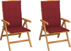Prolenta Premium - Chaises De Jardin De Jardin 2 Pcs Avec Coussins Bordeaux En Teck Massif