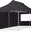 Pavillon Pliant, Tente Pliante, 3 X 6 M, 2 Panneaux Latéraux 32 Mm, Pavillon En Aluminium, Tente De Réception, PES300, 100 % étanche, Noir