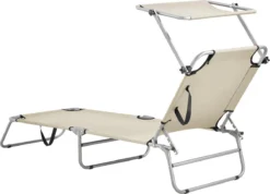 Lot De 2 Transats Avec Pare-Soleil Chaises Longues Inclinables Réglable En 5 Positions Bains De Soleil Design Avec Anses De Transport Capacité De Charge 110 Kg Acier Polyester Argenté Beige [casa.pro] -Jardin Meubles Magasin 1200x864 6