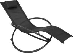 Chaise à Bascule Kamyra® Pour Extérieur - Chaise Longue, Chaise De Jardin, Chaise Longue - Résistant Aux Intempéries Et Confortable - 152x53x88 Cm - Zwart