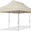 Pavillon Pliant, Tente Pliante, 3x6m Sans Panneaux Latéraux Pavillon En Aluminium 32mm, Tente De Fête PES300, 100% étanche, Crème