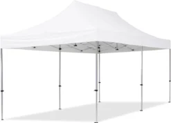 Pavillon Pliant, Tente Pliante, 3 X 6 M, 4 Parties Latérales 32 Mm, Pavillon En Aluminium, Tente De Réception, PES300, 100 % étanche, Blanc -Jardin Meubles Magasin 1200x865 4