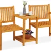 Banc De Jardin Relaxdays Avec Table - 2 Personnes - Banc D'extérieur En Bois - Banc De Balcon Romantique