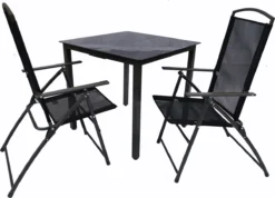 VCM Mobilier De Jardin 3 Pièces Groupe De Sièges Chaises De Table En Verres Ensemble Set Haut 80S Mobilier De Jardin 3 Pièces Groupe De Chaises En Verres Set Haut 80S