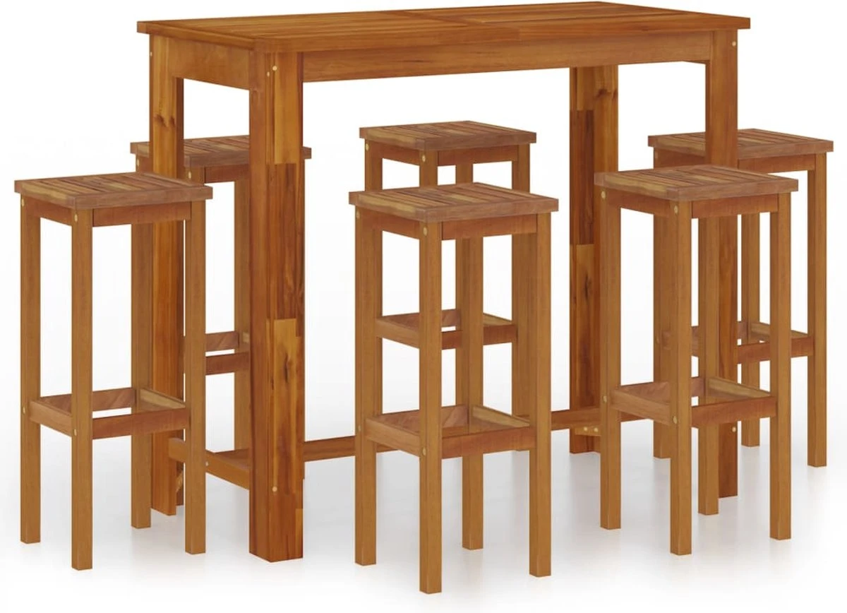 Ensemble De Bar De Jardin Premium - Ensemble De Bar De Jardin 7 Pièces En Bois D'acacia Massif 3 Ensemble De Bar De Jardin Premium - Ensemble De Bar De Jardin 7 Pièces En Bois D'acacia Massif – Image 3