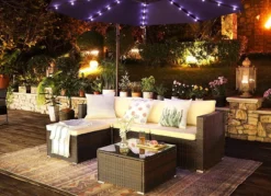 Your Home - Set De Canapé Lounge Avec Table - Salon De Jardin 5 Pièces - Avec Plateau En Verre - Avec Coussins - Canapé De Jardin - Brun-beige -Jardin Meubles Magasin 1200x868 6