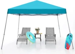 PartyTent Pliable - Zinaps Slant Leg Pop Canopy Tent Auvent Plein Air Instantané Installation Facile Protection Pliante Turquoise (WK 02130)