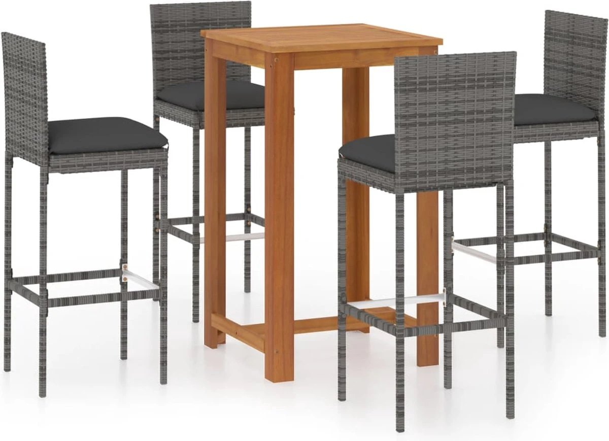Ensemble De Bar De Jardin Premium - Ensemble De Bar De Jardin 5 Pièces Avec Coussins Gris 12 Ensemble De Bar De Jardin Premium - Ensemble De Bar De Jardin 5 Pièces Avec Coussins Gris – Image 12
