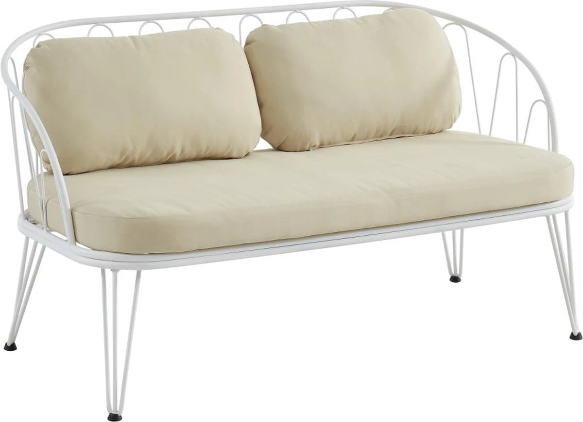 MYLIA Salon De Jardin En Métal : 1 Canapé 2 Places, 2 Fauteuils Et 1 Table Basse - Wit - ARLESAN L 138 Cm X H 77,5 Cm X P 68 Cm 3 MYLIA Salon De Jardin En Métal : 1 Canapé 2 Places, 2 Fauteuils Et 1 Table Basse - Wit - ARLESAN L 138 Cm X H 77,5 Cm X P 68 Cm – Image 3