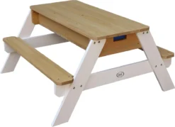 AXI Nick Table Sable Et Eau / Table Pique Nique Marron / Blanc - Table D’eau Avec Couvercle, Boîtes De Rangement & Parasol - Table De Jeu Enfant à Eau Pour Le Jardin -Jardin Meubles Magasin 1200x871 1