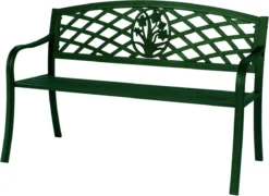 Banc De Jardin En Métal Express Richmond Vert - Bancs De Jardin Résistants Aux Intempéries - Banc De Jardin Métal - Banc De Jardin