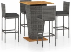 Ensemble De Bar De Jardin Premium - Ensemble De Bar De Jardin 5 Pièces Avec Coussins Polyrotin Gris -Jardin Meubles Magasin 1200x876 2