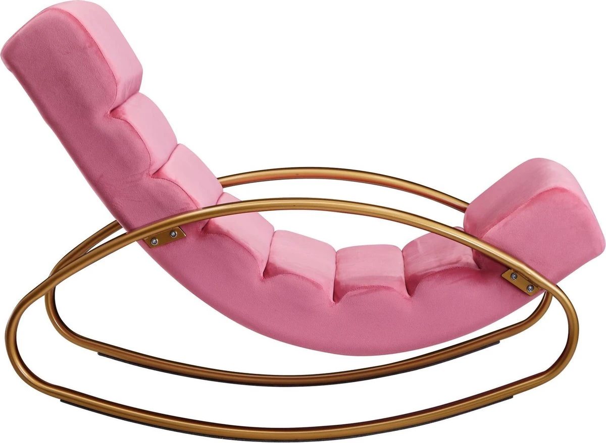 Nancy's Nephi Relax Armchair - Chaise Longue - Chaise Berçante - Fonction D'inclinaison - Fauteuil - Chaise Longue à Bascule - Chaise Longue - Rose - Or - Velours