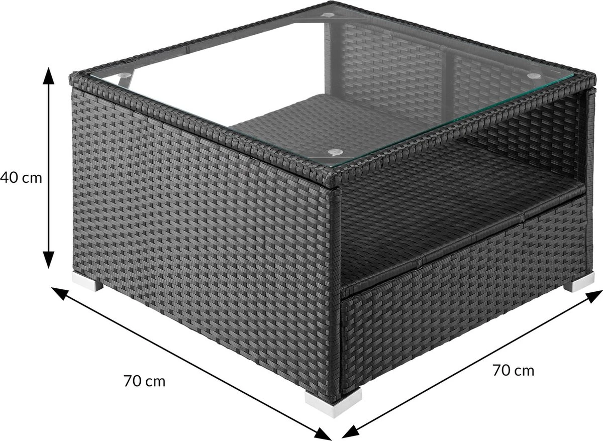 Casaria Polyrattan Lounge Set XXL Coussins Table Glas Mobilier De Jardin Zwart Anthracite 10 Casaria Polyrattan Lounge Set XXL Coussins Table Glas Mobilier De Jardin Zwart Anthracite – Image 10