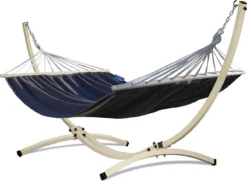 Hamac Avec BÂTON D'ÉPANDAGE Et Support - 2 Personnes - Châssis EXTRA STABLE Jusqu'à 220 Kg - Ensembles De Hamac - Grande