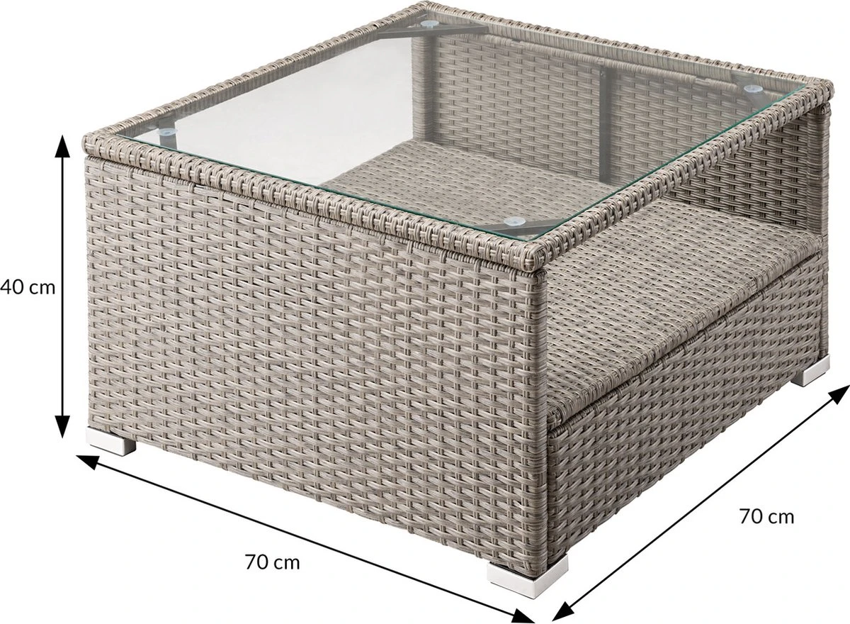 Casaria Polyrattan Lounge Set XXL Coussins Table Plateau En Verre Mobilier De Jardin Crème 5 Casaria Polyrattan Lounge Set XXL Coussins Table Plateau En Verre Mobilier De Jardin Crème – Image 5