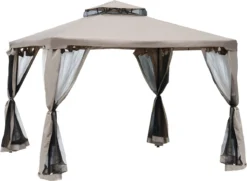 Pavillon De Jardin Outsunny Pavillon Tente De Fête Tente De Fête Tente De Jardin Avec 4 X Parois Latérales 3 X 3 M 84C-133