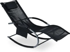 Chaise Longue Balançoire Relaxdays - Chaise Longue Noire Avec Kussen - Fauteuil Relax - Transat Ergonomique -Jardin Meubles Magasin 1200x891 3