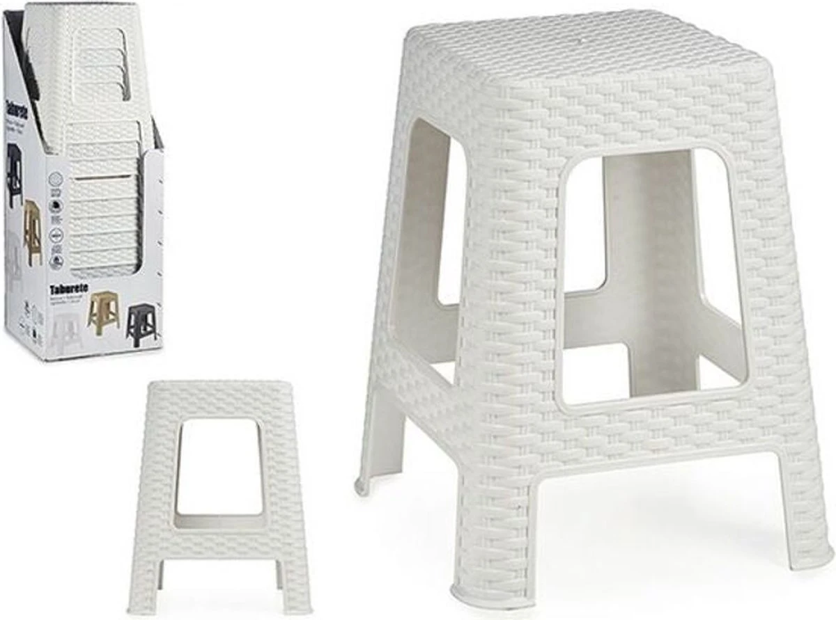 Escabeau / Tabouret En Rotin Gris Clair - 36 X 36 X 45 Cm - Tabourets Pratiques Pour Cuisine/ Salle De Bain / Chambre 5 Escabeau / Tabouret En Rotin Gris Clair - 36 X 36 X 45 Cm - Tabourets Pratiques Pour Cuisine/ Salle De Bain / Chambre – Image 5