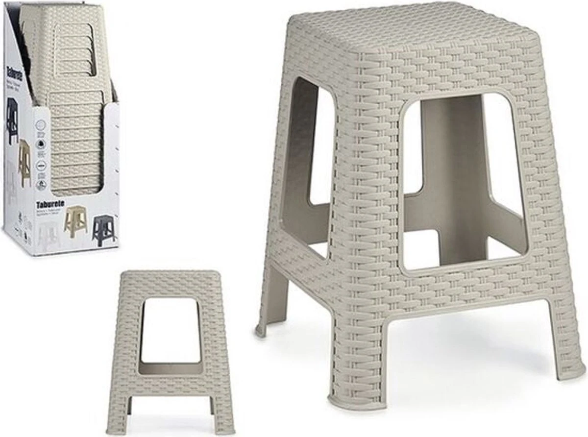 Escabeau / Tabouret En Rotin Gris Clair - 36 X 36 X 45 Cm - Tabourets Pratiques Pour Cuisine/ Salle De Bain / Chambre 6 Escabeau / Tabouret En Rotin Gris Clair - 36 X 36 X 45 Cm - Tabourets Pratiques Pour Cuisine/ Salle De Bain / Chambre – Image 6