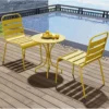 MYLIA Ensemble Repas De Jardin MIRMANDE : Table D.60 Cm Avec 2 Chaises Empilables - Métal - Jaune L 60 Cm X H 79 Cm X P 60 Cm
