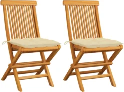 Prolenta Premium - Chaises De Jardin De Jardin 2 Pcs Avec Coussins Blanc Crème En Teck Massif