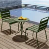 MYLIA Salon De Jardin En Métal - Une Table D60 Cm Et 2 Chaises Empilables - Kaki - MIRMANDE L 60 Cm X H 79 Cm X P 60 Cm