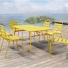 MYLIA Salon De Jardin MIRMANDE : Table L.160 Cm Avec 2 Fauteuils Empilables & 4 Chaises Empilables - Métal - Jaune L 160 Cm X H 79 Cm X P 80 Cm