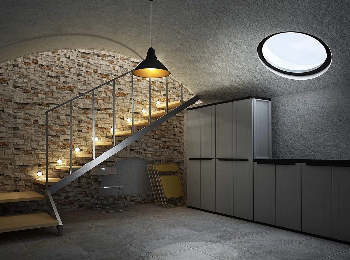 Opbergbox Jardin - Zinaps Deluxe 1002820 Armoire De Rangement Avec étagères, Abattant, Sur Pied, Pour Salon, Noir, Gris / Noir, 68x37,5x163,5 Cm 4 Opbergbox Jardin - Zinaps Deluxe 1002820 Armoire De Rangement Avec étagères, Abattant, Sur Pied, Pour Salon, Noir, Gris / Noir, 68x37,5x163,5 Cm – Image 4