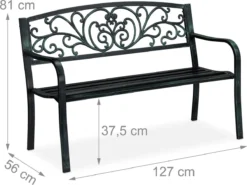 Relaxdays Banc De Jardin Antique - Banc De Parc - Banc De Balcon Deux Places - Fonte - Banc De Jardin Noir-vert -Jardin Meubles Magasin 1200x898 1