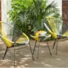 Salon De Jardin II En Fil Dur Tressé - Jaune, Gris, Noir : 2 Chaises Et Une Table - ALIOS L 72 Cm X H 86 Cm X P 81 Cm