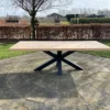 Table De Jardin / Table à Manger Industrielle Douglas 160cm Avec Base Matrix Noir Mat Pour L'intérieur Et L'extérieur