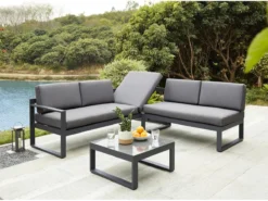 MYLIA Salon De Jardin En Aluminium : Table Basse Et Canapé D'angle Avec Angle Amovible 6 Personnes - Anthracite - PALAOS II L 214 Cm X H 63,5 Cm X P 130 Cm -Jardin Meubles Magasin 1200x900 10