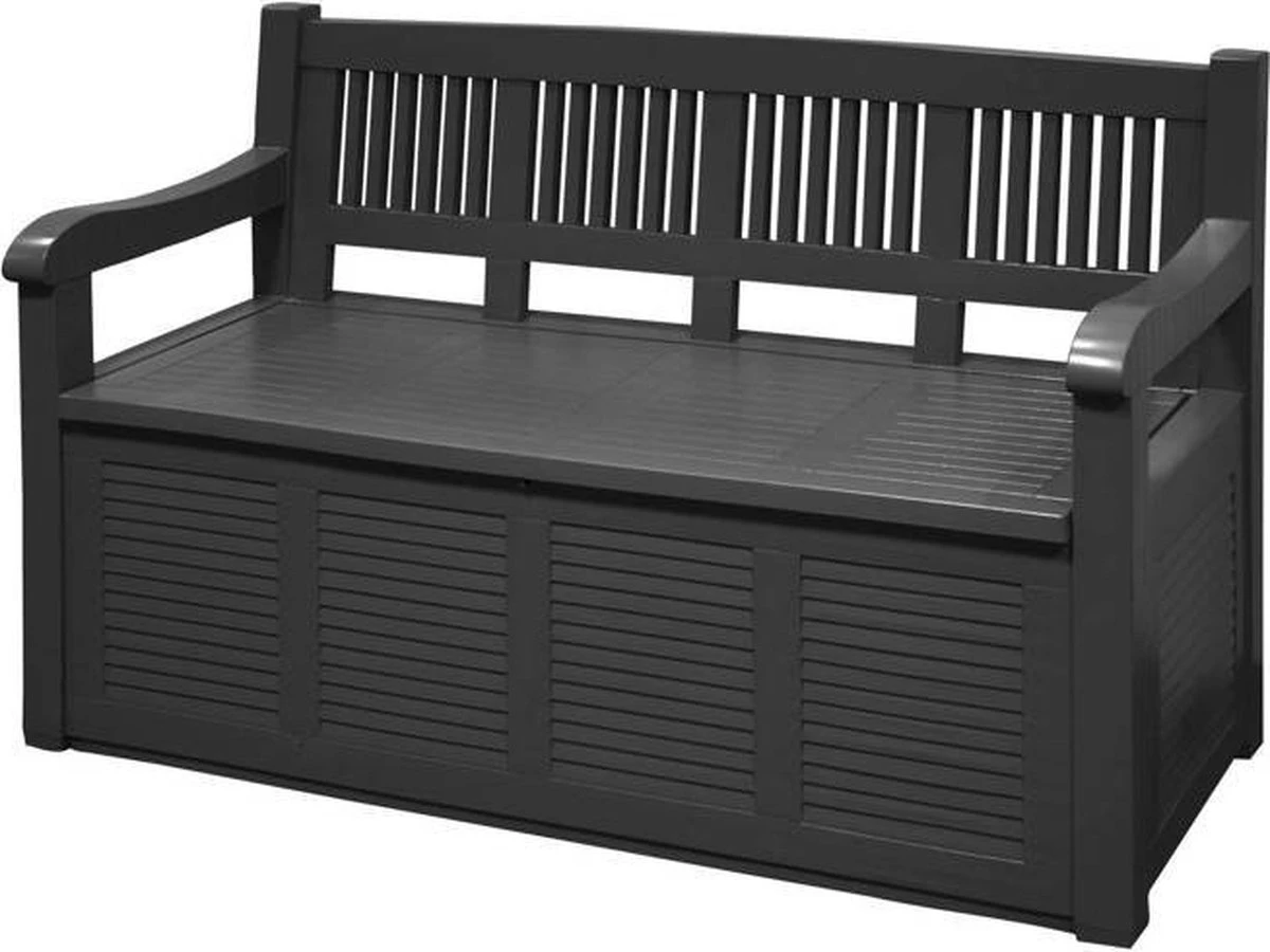 Banc De Jardin 2 PIECES - Avec Coffre De Opbergbox/ Coussin Banc De Rangement -130x60x85cm - Zwart 4 Banc De Jardin 2 PIECES - Avec Coffre De Opbergbox/ Coussin Banc De Rangement -130x60x85cm - Zwart – Image 4