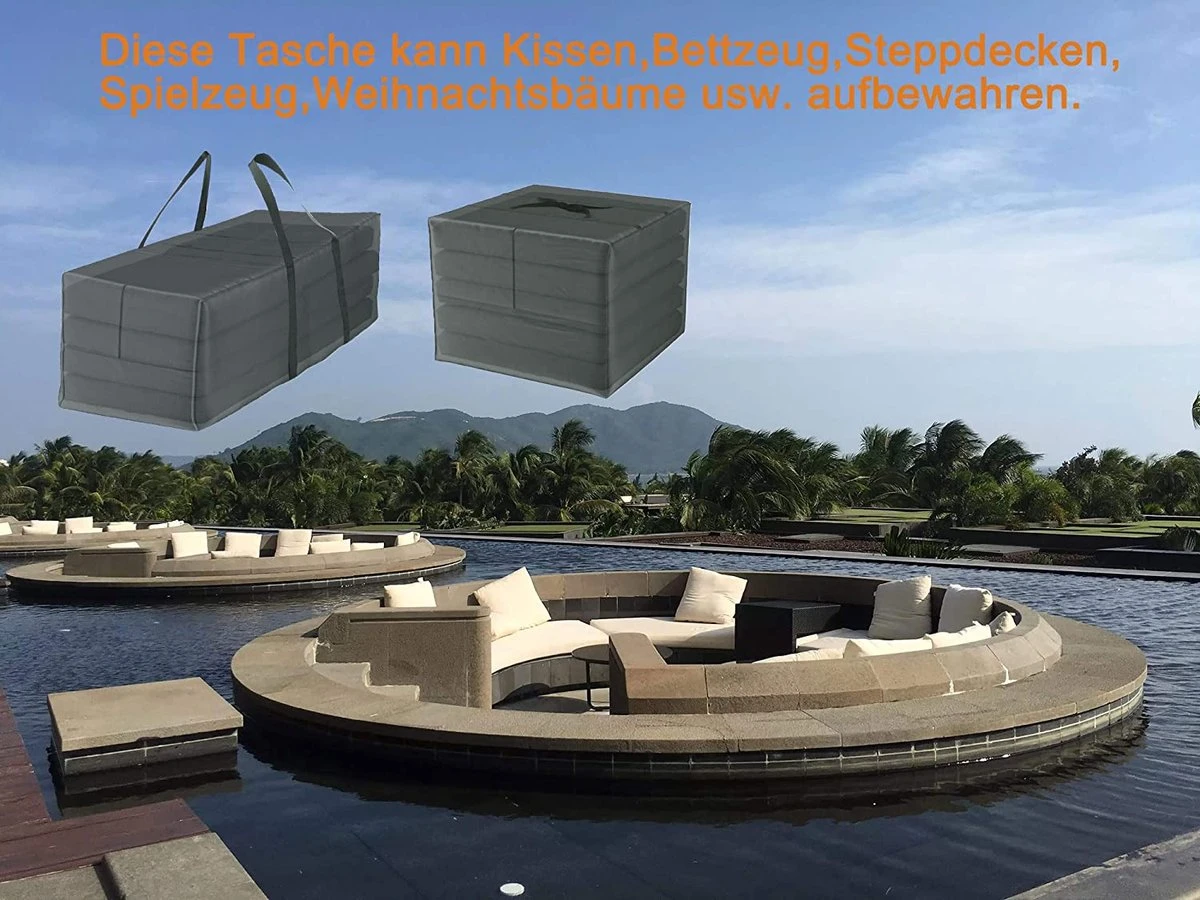 LAUWG - Sac De Rangement Deluxe XXL (80 X 80 X 60 Cm), Housse De Protection Pour Coussins - Sac De Rangement Pour Coussins De Jardin, Oxford 600D 3 LAUWG - Sac De Rangement Deluxe XXL (80 X 80 X 60 Cm), Housse De Protection Pour Coussins - Sac De Rangement Pour Coussins De Jardin, Oxford 600D – Image 3