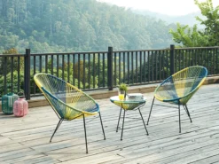 MYLIA Ensemble De Jardin En Fils De Résine Tressés - Vert, Bleu, Jaune - 2 Chaises Et Une Table - ALIOS II L 72 Cm X H 86 Cm X P 81 Cm -Jardin Meubles Magasin 1200x900 15