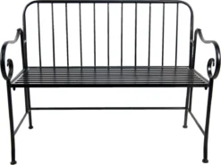 Banc De Jardin Clayre & Eef 104*57*83 Cm Banc En Fer Zwart Banc D'extérieur Mobilier De Jardin De Jardin