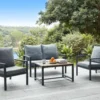 MYLIA Set De Jardin En Aluminium : 1 Canapé 2 Places, 2 Fauteuils Et 1 Table Basse - Gris Anthracite - SUNLY L 110.5 Cm X H 74.5 Cm X P 67.5 Cm