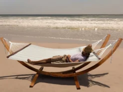 AXI Hawaï Hamac Double XXL - Hamac 2 Personnes En Beige Avec Support En Bois - Pour L’extérieur Pour Jardin, Terrasse, Balcon -Jardin Meubles Magasin 1200x900 3