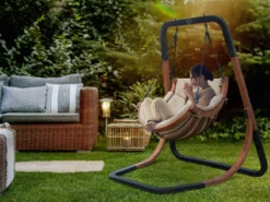 AXI Capri Chaise Suspendue Sur Pied En Bois - Fauteuil / Siège Suspendu Suspendu Avec Support Pour Le Jardin - Balançoire En Beige Pour L'extérieur Pour 1 Personne - Chargement Jusqu'à 150 Kg -Jardin Meubles Magasin 1200x900 48