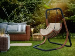 AXI Capri Chaise Suspendue Sur Pied En Bois - Fauteuil / Siège Suspendu Suspendu Avec Support Pour Le Jardin - Balançoire En Beige Pour L'extérieur Pour 1 Personne - Chargement Jusqu'à 150 Kg -Jardin Meubles Magasin 1200x900 49