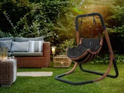 AXI Capri Chaise Suspendue Sur Pied En Bois - Fauteuil / Siège Suspendu Suspendu Avec Support Pour Le Jardin - Balançoire En Noir Pour L'extérieur Pour 1 Personne - Chargement Jusqu'à 150 Kg -Jardin Meubles Magasin 1200x900 51