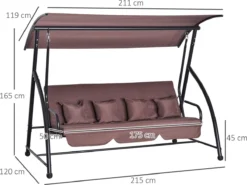 Outsunny 3 Places Hollywood Swing Rocking Chair 2 En 1 Canapé D'extérieur En Acier Avec Toit Ouvrant 84A-062V01 -Jardin Meubles Magasin 1200x900 9