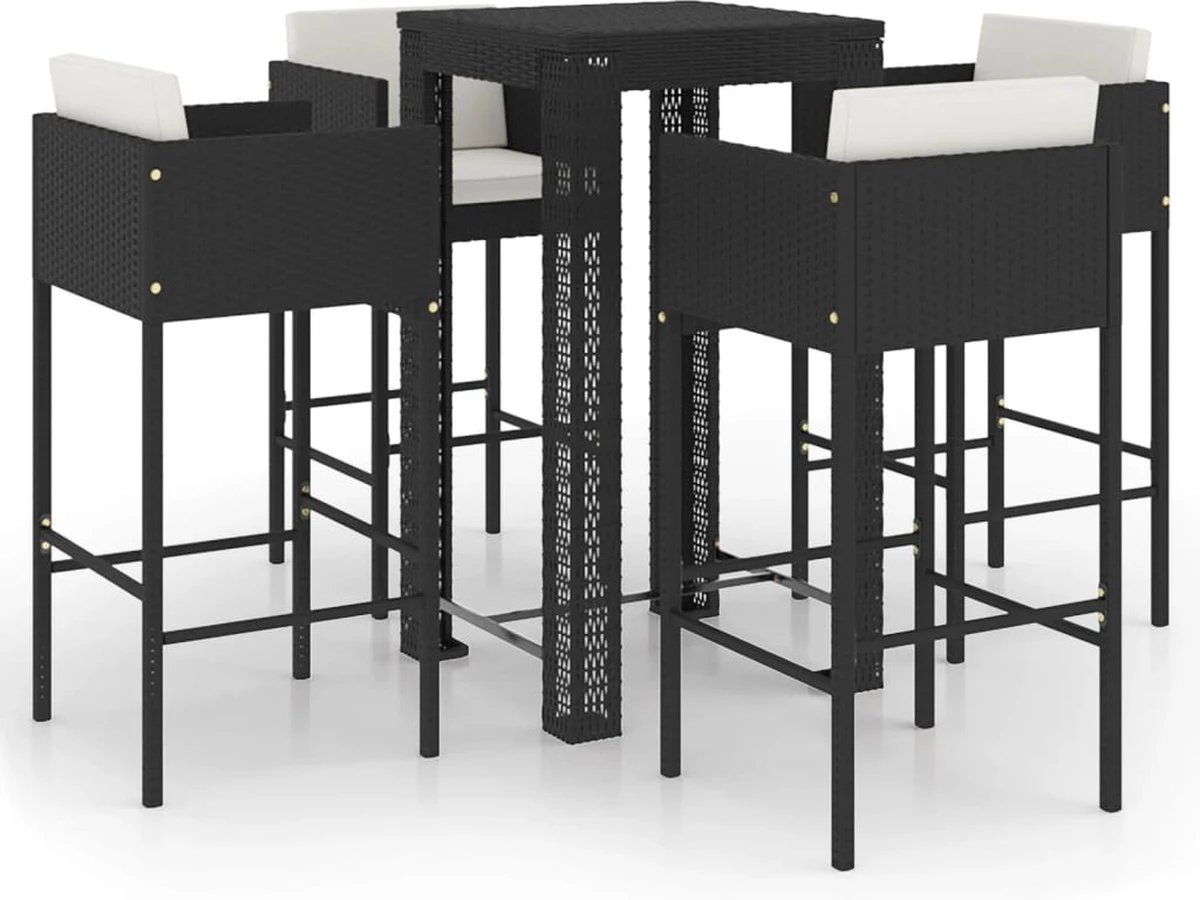 Ensemble De Bar De Jardin Premium - Ensemble De Bar De Jardin 5 Pièces Avec Coussins Poly Rotin Noir 3 Ensemble De Bar De Jardin Premium - Ensemble De Bar De Jardin 5 Pièces Avec Coussins Poly Rotin Noir – Image 3