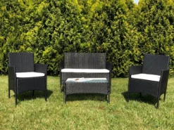 Borvat® | Mobilier De Jardin | Ensemble De Jardin | Mobilier De Jardin | Noir | Tissé | Coussins Crème | Mobilier De Jardin | Ensemble Salon 4 Places | -Jardin Meubles Magasin 1200x900 94