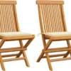 Prolenta Premium - Chaises De Jardin De Jardin 2 Pcs Avec Coussins Couleur Crème En Teck Massif
