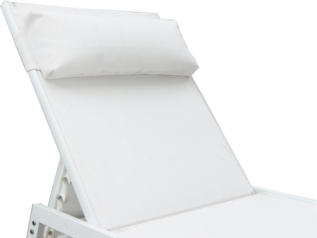 Set - Lot De 2 Bains De Soleil RIBA - 2 Chaises De Jardin - Appui-tête - Charge Jusqu'à 100 Kg - 199x61x32 Cm - Avec Coussins Intégrés - Chaises Chaises Longues Avec Sous-couche - Acier - Textilène - Wit 3 Set - Lot De 2 Bains De Soleil RIBA - 2 Chaises De Jardin - Appui-tête - Charge Jusqu'à 100 Kg - 199x61x32 Cm - Avec Coussins Intégrés - Chaises Chaises Longues Avec Sous-couche - Acier - Textilène - Wit – Image 3