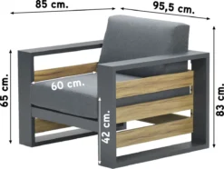 Salon De Jardin Suns Nappa Cross Croisé - MRG Gris Carbone/Keltex 265 X 100 Cm. Teck -Jardin Meubles Magasin 1200x905 3